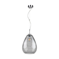 Lampa Wisząca Piro 1xE27 Max.60W Chromowany Metal/Przezroczysty Kabel PCV/Szkło Dymne 9823028