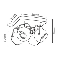 Ball Wood Lampa Sufitowa Incl. 4xLED GU10 5W Dąb Olejowany/Czarny 5133474