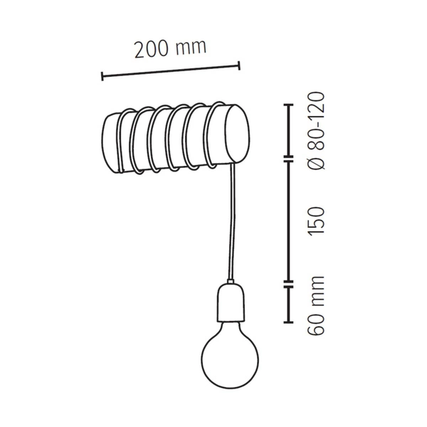 Trabo Short Wall lamp 1xE27 Max.25W Stained Pine/Black/Black PVC 6834151