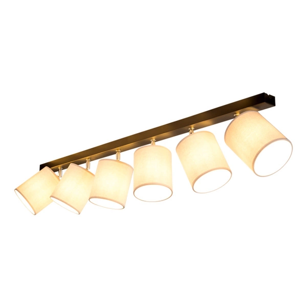 Aprillia Ceiling Lamp 6xE27 Max.25W Black Metal/Chrome Metal/White Fabric Shade 56744604