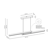 Smal Double Pendant Lamp 2xLED 24V Integrated 2862lm 3000K 28,5W White Beech Wood/Transparent PVC Cable with Touch Dimmer 1529642