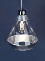 Lampa Wisząca Mistral 1xE27 Max.60W Chrom Metal/Przezroczysty Kabel PCV/Srebrno-Przezroczyste Szkło 15840128