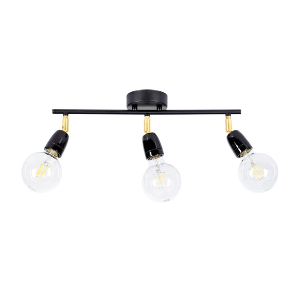 Porcia Ceiling Lamp 3xE27 Max.25W Black Metal/Gold Metal/Black Ceramics 8127304