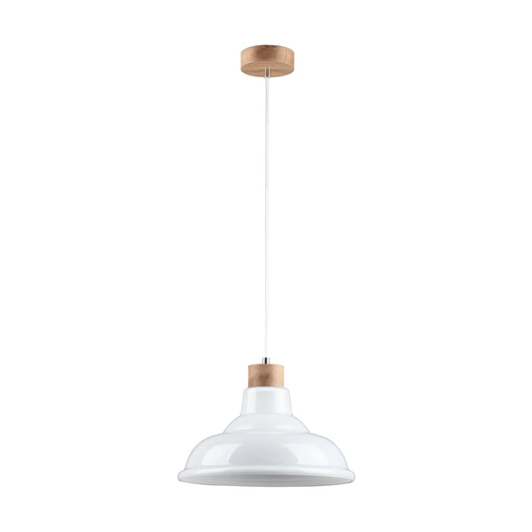 Avino Pendant Lamp 1xE27 Max.60W Oiled Oak/Transparent PVC Cable/White Glass 9874074