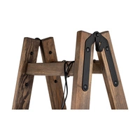 Lampa podłogowa Eskalo 4xE27 maks. 15W LED barwiona sosna na orzechu/czarny metal/czarny kabel PVC/naturalny len z czarnym kloszem wstążkowym 1239456