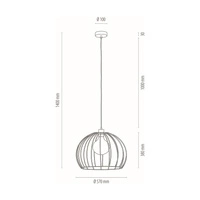 Coop Pendant Lamp 1xE27 Max.60W Oiled Oak/Black Metal/Black PVC Cable 1883974