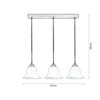 Lampa Wisząca Anna 3xE27 Max.60W Dąb Olejowany/Przezroczysty Kabel PCV/Szkło Białe 17940374