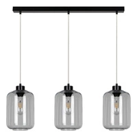 Lampa Wisząca Tarro 3xE27 Max.60W Czarny Metal/Przezroczysty Kabel PCV/Szkło Dymne 15890304
