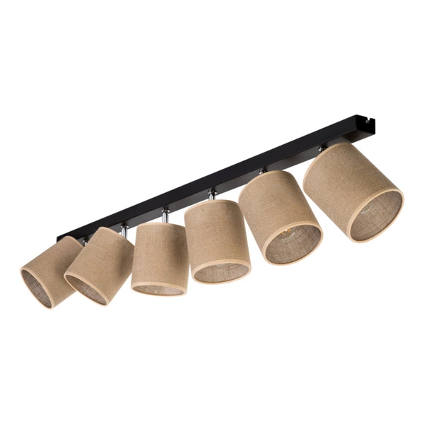 Jute Ceiling Lamp 6xE27 Max.25W Black/Beige 56792604