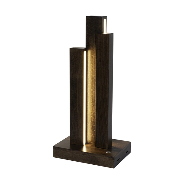 Manhattan Table Lamp 3xLED 24V Integrated 1470lm 3000K 16W Walnut Beech Wood/Black Fabric Cable with Touch Dimmer 7481976