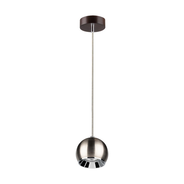 Ball Wood Pendant Lamp Incl. 1xLED GU10 5W Walnut Beech Wood/Satin Metal