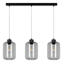 Tarro Pendant Lamp 3xE27 Max.60W Black Metal/Transparent PVC Cable/Smoked Glass 15890304