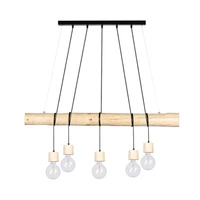 Lampa Wisząca Trabo Pino 5xE27 Maks. 60W Naturalna Sosna/Czarny Metal/Czarny Kabel PCV 69315550