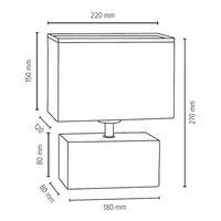 Lampa stołowa Theo 1xE27 maks. 25W Dąb olejowany/Czarny kabel PCV/Klosz z białej tkaniny 7462174