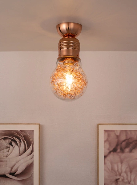 Bulb Ceiling Lamp 1xE27 Max.60W Copper Metal/Transparent Glass 2820113