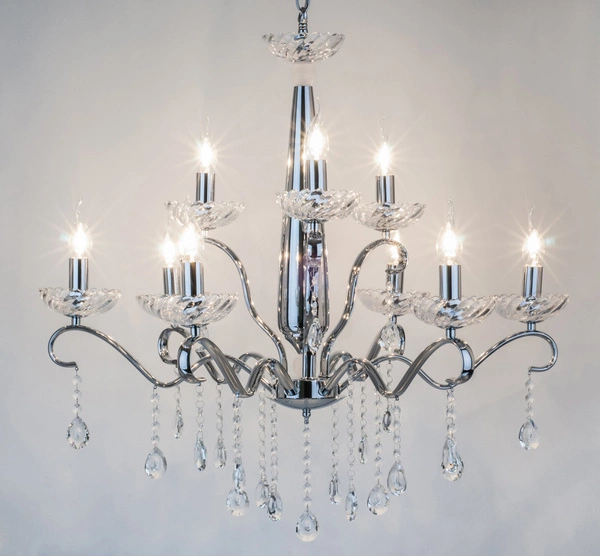 Alessa Pendant Lamp 9xE14 Max.40W Chrome Metal/Transparent Glass 9014928