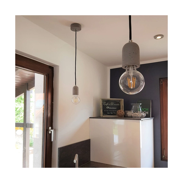 Amory Pendant Lamp 1xE27 Max.60W Gray Concrete/Black Fabric Cable 9779136