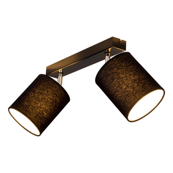 Aprillia Ceiling Lamp 2xE27 Max.25W Black Metal/Chrome Metal/Black Fabric Shade 56746204