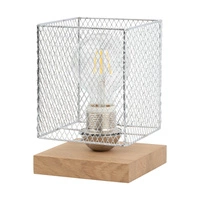 Norman Wood Table Lamp 1xE27 Max.25W Oiled Oak/Chrome Metal/Transparent PVC Cable 9175974