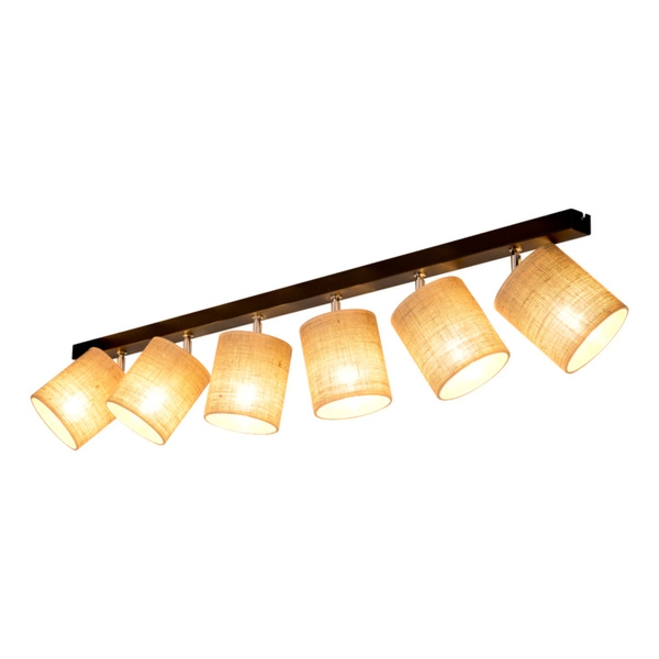 Jute Ceiling Lamp 6xE27 Max.25W Black/Beige 56792604