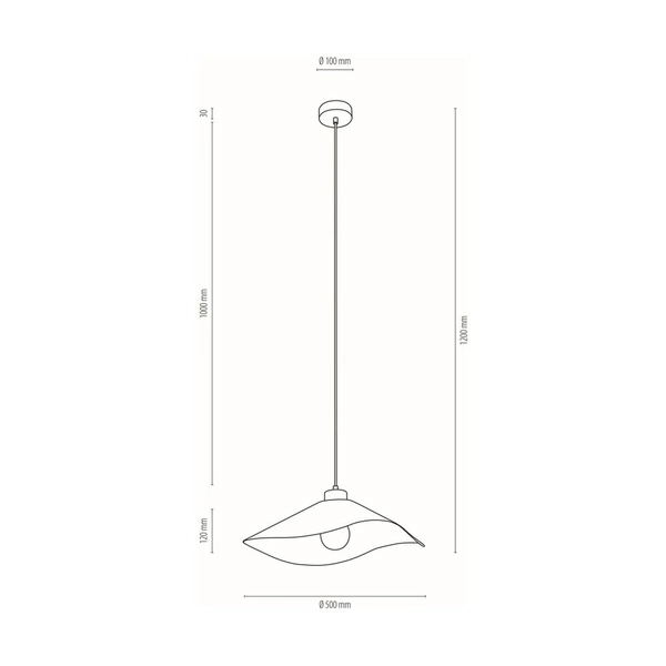 Kwiatowa lampa wisząca Hattu 1xE27 maks. 40W Dąb olejowany/Czarny kabel z tkaniny/Biała tkanina i wielokolorowy jedwabny klosz 1615619174