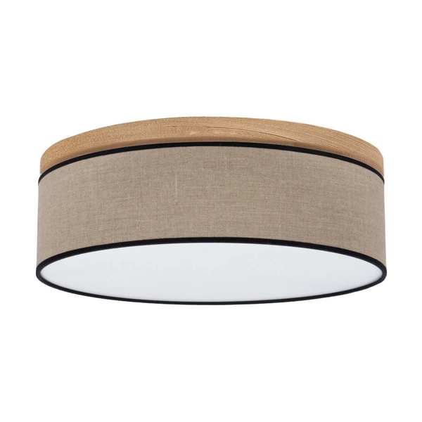 Negro Ceiling Lamp Incl. 1xLED Integrated 1650lm 2700K 18W Stained Pine Brown/Natural Linen with black ribbon 4015111010028