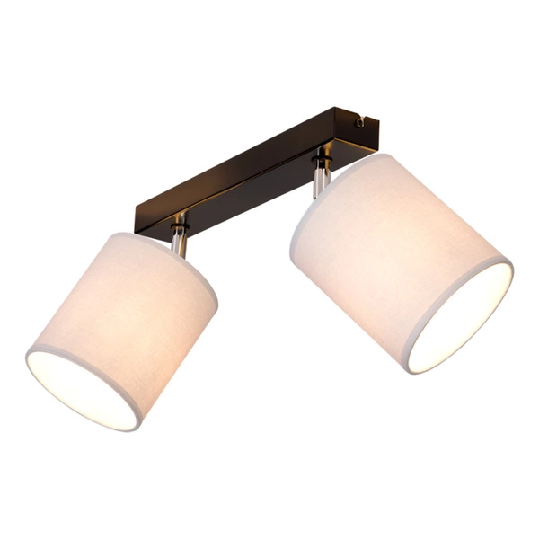 Aprillia Ceiling Lamp 2xE27 Max.25W Black Metal/Chrome Metal/Gray Fabric Shade 56745204