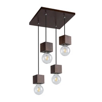 Trongo Square Pendant Lamp 4xE27 Max.60W Walnut/Black/Braided 7169476