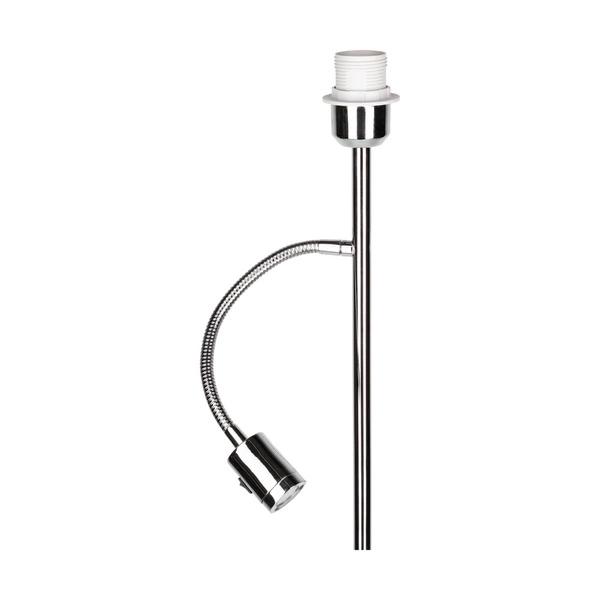 Lampa podłogowa Eros 1xE27 Max.60W 1xLED Zintegrowana 160lm 3000K 3W Chrom Metal/Czarny klosz z tkaniny/Przezroczysty kabel PVC 1233128