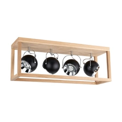 Roy Ceiling Lamp Incl.4xLED GU10 5W Oiled Oak/Black Metal 5224474L