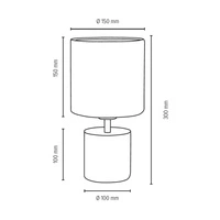 Trongo Okrągła Lampa Stołowa 1xE27 Maks. 25W Drewno Bukowe Orzech/Czarny Kabel PCV/Klosz z Białej Tkaniny 7181976