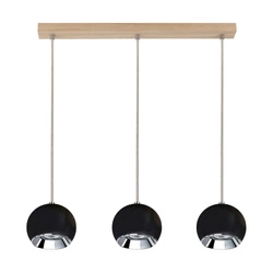 Ball Wood Pendant Lamp Incl. 3xLED GU10 5W Oiled Oak/Black Metal 5143374