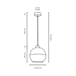 Linea Pendant Lamp 1xE27 Max.60W Walnut/Transparent/Frosted 1860176