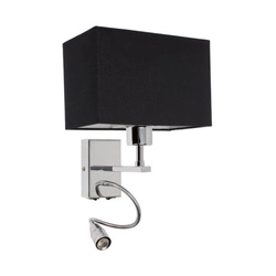 Relax Wall Lamp 1xE27 Max.25W Incl. 1xLED Integrated 110lm 4000K 2,5W Chrome Metal/Black Fabric Shade 5732128