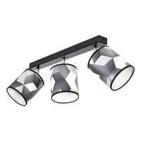 Lampa Sufitowa Espacio 3xE27 Max.25W Czarny Metal/Wielokolorowa Tapeta 56748304
