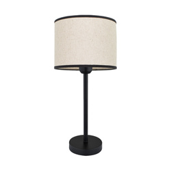 Amor Table Lamp 1xE27 Max.40W Black Metal/Black PVC Cable/Bright Linen with black ribbon Shade