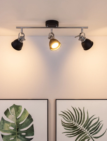 Anita Ceiling Lamp 3xGU10 Max.50W Chrome Metal/Black Metal 2766304