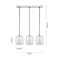 Ora Pendant Lamp 3xE27 Max.25W Black Metal/Transparent PVC Cable/Gold Fabric Shade 962041321