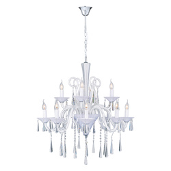 Rosano Chandelier 12xE14 Max.40W White/Transparent/Chrome