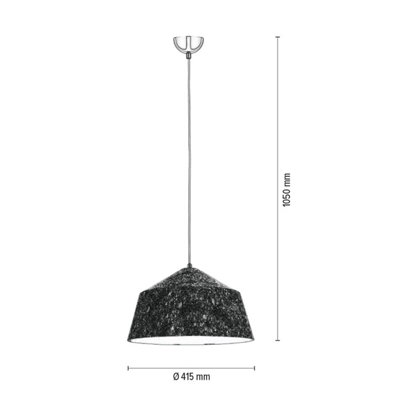 Natura Pendant Lamp 1xE27 Max.60W Chrome Metal/Black PVC Cable/Gray-White Metal 9804128