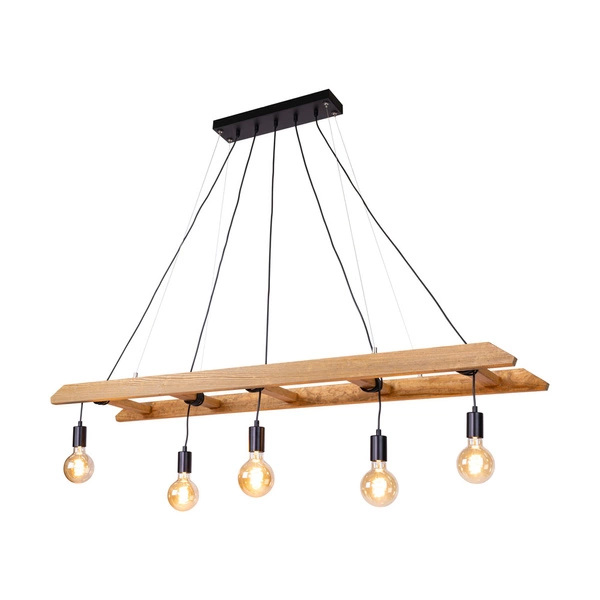 Eskalo Pendant Lamp 5xE27 Max.60W Stained Pine Brown/Black Metal/Black PVC Cable 7219551