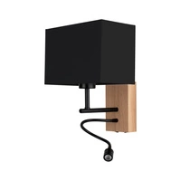 Sonar Wall lamp 1xE27 Max.25W, Incl.1xLED 2.5W Oiled Oak/Black/Black 5732974