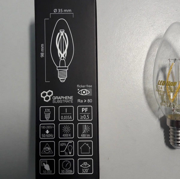 FILAMENT LED E14 4W neutral 4000K candle bulb