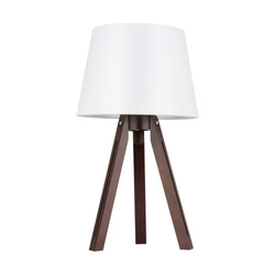 Tripod Table Lamp 1xE27 Max.40W Walnut Beech Wood/Transparent PVC Cable/White Fabric Shade 6111076