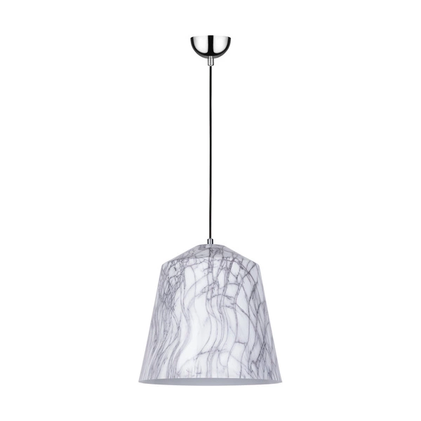 Natura Lampa Wisząca 1xE27 Max.60W Chromowany Metal/Czarny Kabel PCV/Szary-Biały Metal 9801128