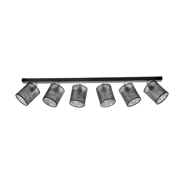 Lampa Sufitowa Nevoa 6xE27 Max.25W Czarny Metal/Chromowany Metal/Czarny Klosz Tkaniny 56795604