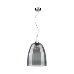 Lampa wisząca Campana 1xE27 maks. 60W chromowany metal/przezroczysty kabel PVC/szkło dymione