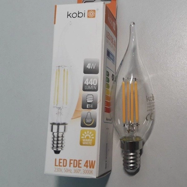 FILAMENT LED E14 4W warm 3000K candle flame decorative bulb