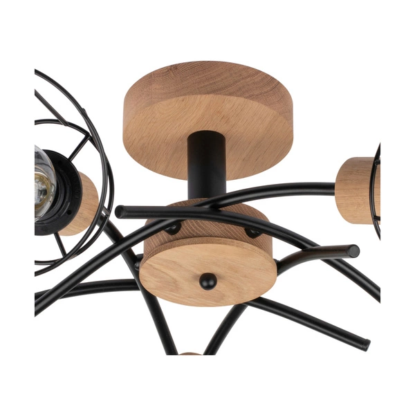 Linra Ceiling Lamp 5xE27 Max.40W Oiled Oak/Black Metal 183990