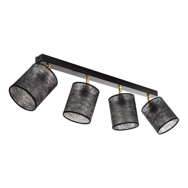 Lampa Sufitowa Nevoa 4xE27 Max.25W Czarny Metal/Złoty Metal/Czarny Klosz Tkaniny 56392404